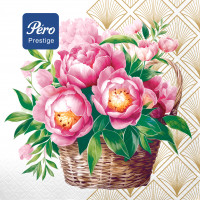 Салфетки бумажные Pero prestige 3 слоя 33*33 Пионы 20шт 1/12